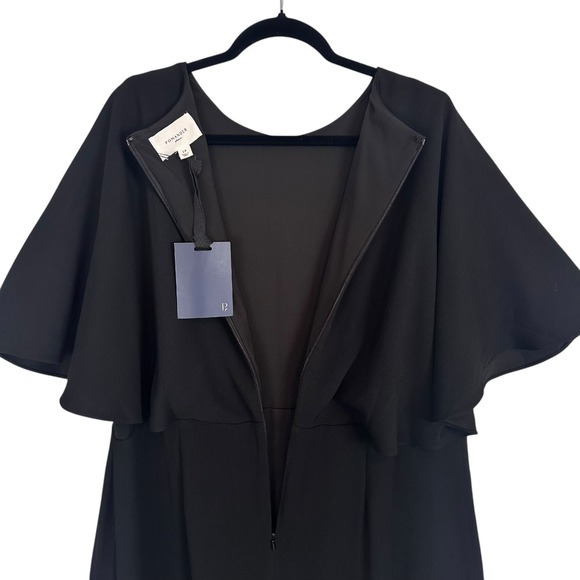 Pomander Place Black Cape Leah Dress 14 Formal Midi Classic Minimalist Capsule - Picture 8 of 14